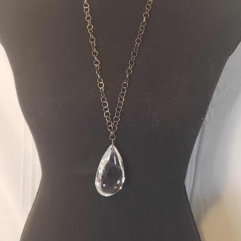 NWT White House Black Market Necklace with Large Clear Lucite Teardrop Pendant